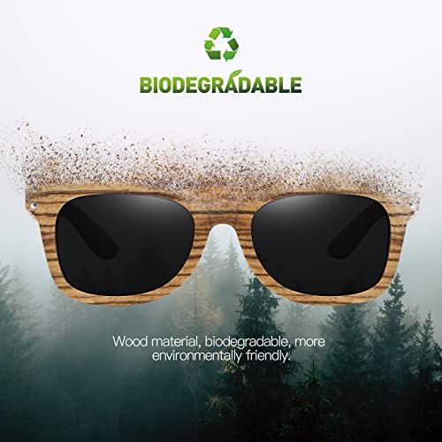 Wood sunglasses Frame and metal spring | Polarized Wooden Layer Zebra Wood For Men and Women | 100% UVA/UVB Protection4