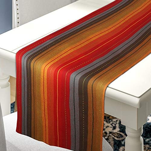 Urban Villa Table Runner 100% Cotton Fused Table Runner Cuisine Stripes 14''x72'' Over Sized Red Multi Color Table Runner Heavier Quality