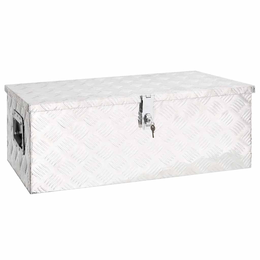 Vidaxl (Silver, 80 X 39 X 30 Cm (L X W X H)) Aluminium Box Trapezoid Storage Chest Trunk Organiser Toolbox Belt Box