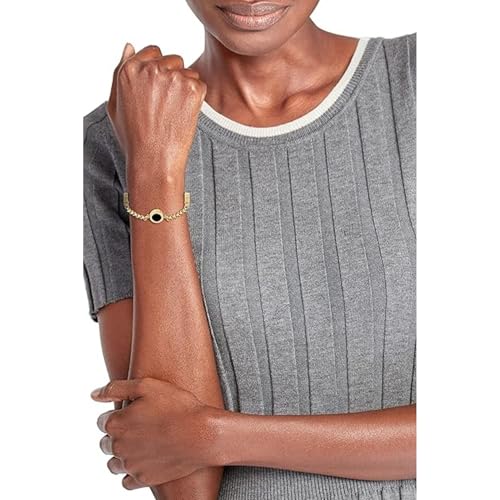 Tommy Hilfiger Women's Jewelry Ionic Gold Plated Steel, Black Onyx Stone Chain Bracelet, Color: Gold Plated (Model: 2780659)2