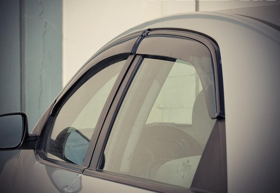 WellVisors Window Visors Wind Deflectors Compatible with Kia Forte Sedan 2010-2013 with Black Trim Rain Guards 3-847KA007