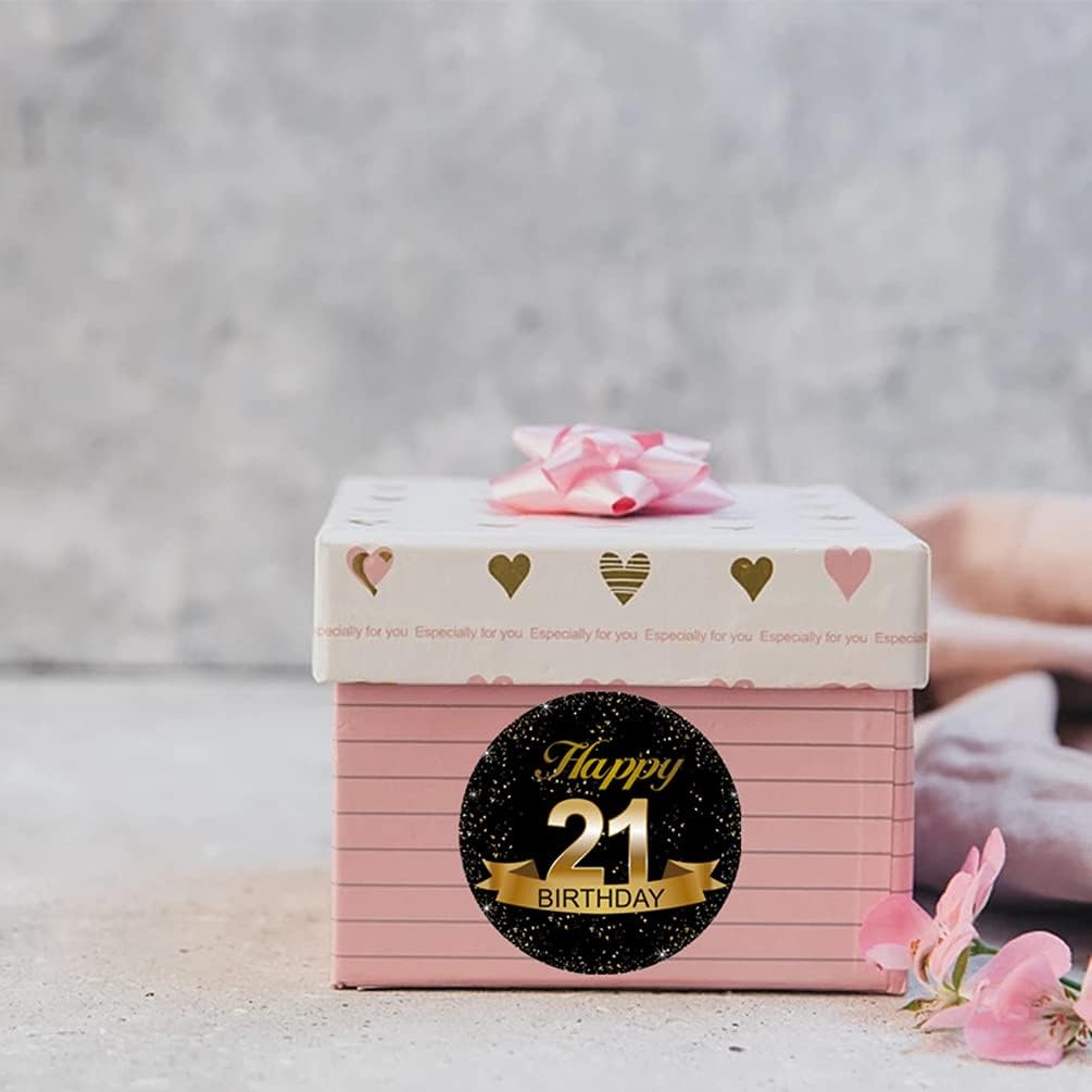 Black and Gold 21th Birthday Party Favor Stickers - 2 Inches - 50 Labels - Image 5