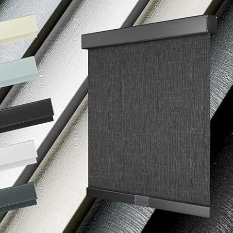 HOTSOON 100% Blackout Roller Blinds for Windows Cordless Roller Shades with UV Protection Jacquard Fabric, Room Darkening Thermal Insulated for Home, Easy to Install, Black, 23" W x 76" H Cover