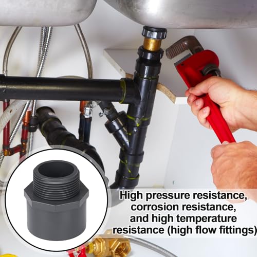 Image of 4 Pcs 1-1 /4 Inch PVC Pipe Fitting Male Adapter Schedule 80 Socket x Npt Compatible with 836 Series Heavy Duty Industrial Grade Corrosion Resistant Plumbing Irrigation Connector for Water