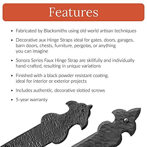 4 Pack 4 Inch Faux Decorative Strap Hinge Black Decorative Strap Hinge Wrought Iron Strap Barn Door Strap Hinges Wrought Iron Hinges Shutter Hinges The Sonora Series By Borderland Rustic Hardware #TOP1