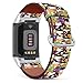 Compatible with Fitbit Charge 5 , Patterned Leather Replacement Band (Halloween Cat Wallpaper)
