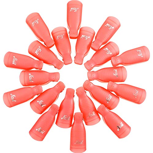 Acrylic Nail Art Soak Off Clips Caps UV Gel Nail Polish Remover Wrap Tool, 20 Pieces (Pink)