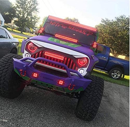 Miniatura 8 de Barra de luz LED Nicoko 18W, 120W, 180W, 300W con anillo de Halo RGB, barra de luz de niebla, Jeep Wrangler 4WD 4x4, todoterreno