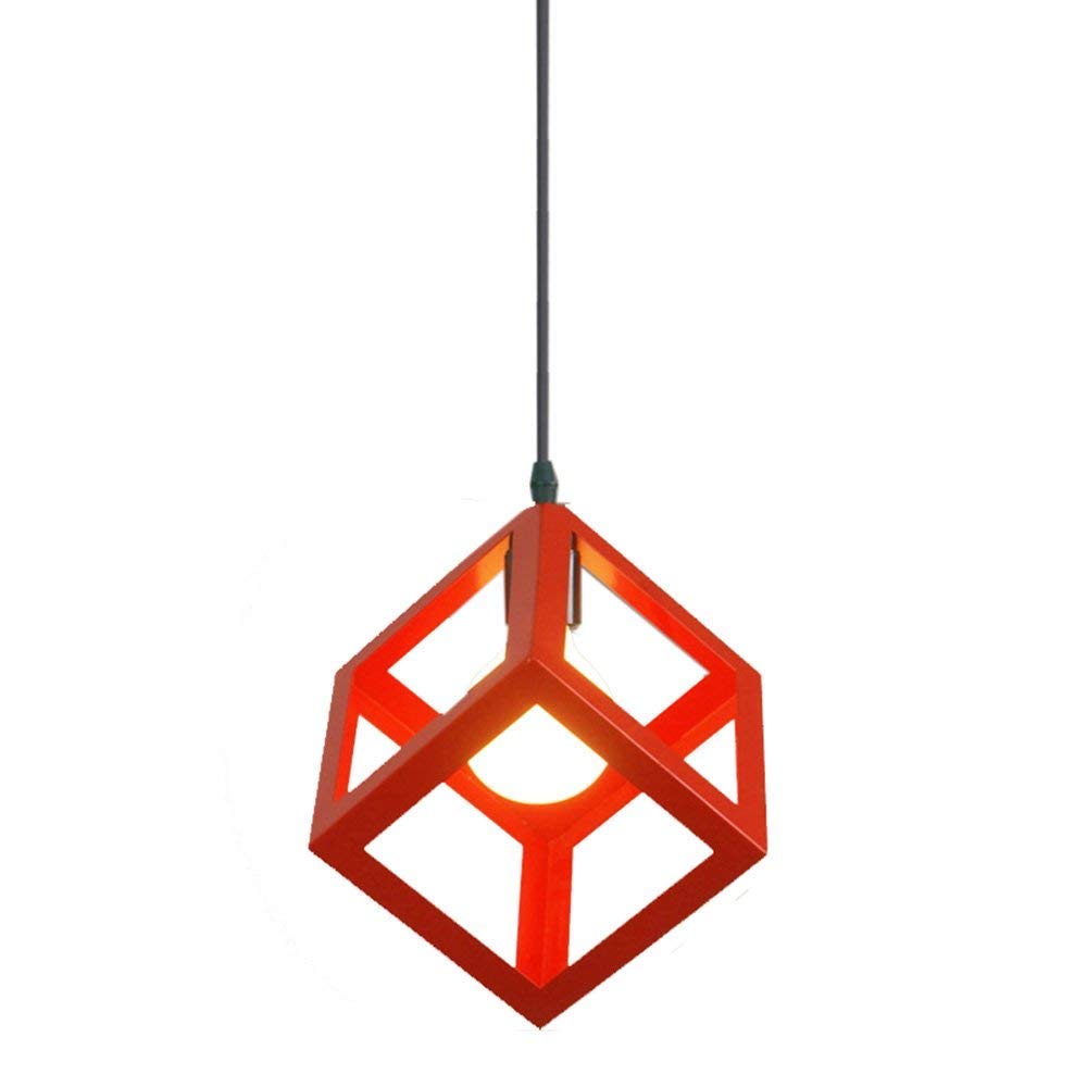 LYMSXAZOU Colorful Metal Square Pendant Light Chandelier Ceiling lamp Dining (Blue)