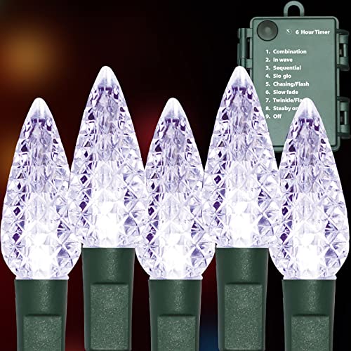 Guirlande lumineuse LED C6 blanc froid pour extérieur et sapin