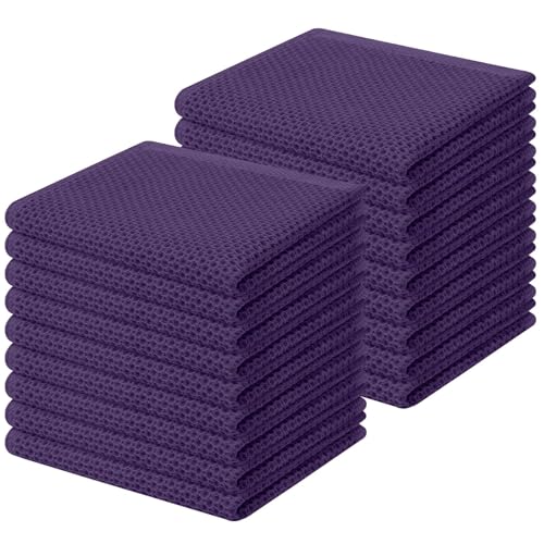 Image of Homaxy 100% Cotton Waffle Weave Kitchen Dish Cloths, Ultra Soft Absorbent Quick Drying Dish Towels, 12 x 12 Inches, 18-Pack, Eggplant