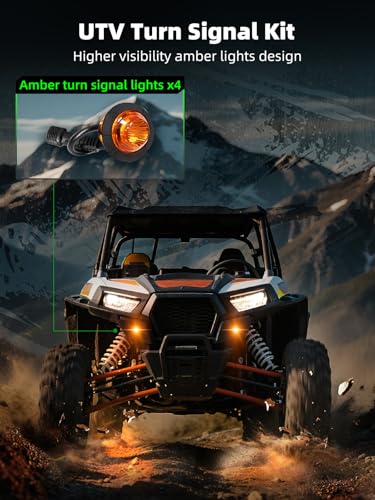 Image of UTV Turn Signal Kit, Pre-Wired, Plug and Play Universal Street Legal UTV Blinker Kits with Rocker Switch, Hazard Light, 110dB Horn, Compatible with Polaris, Can-Am - 4Pods Amber Lights