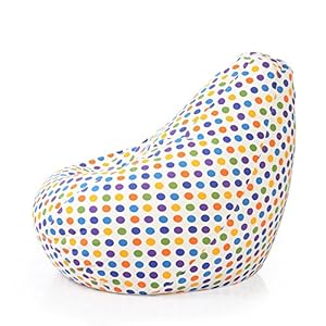 Style Homez Classic Cotton Canvas Polka Dots Printed Bean Bag XXXL Size Filled with Beans Fillers