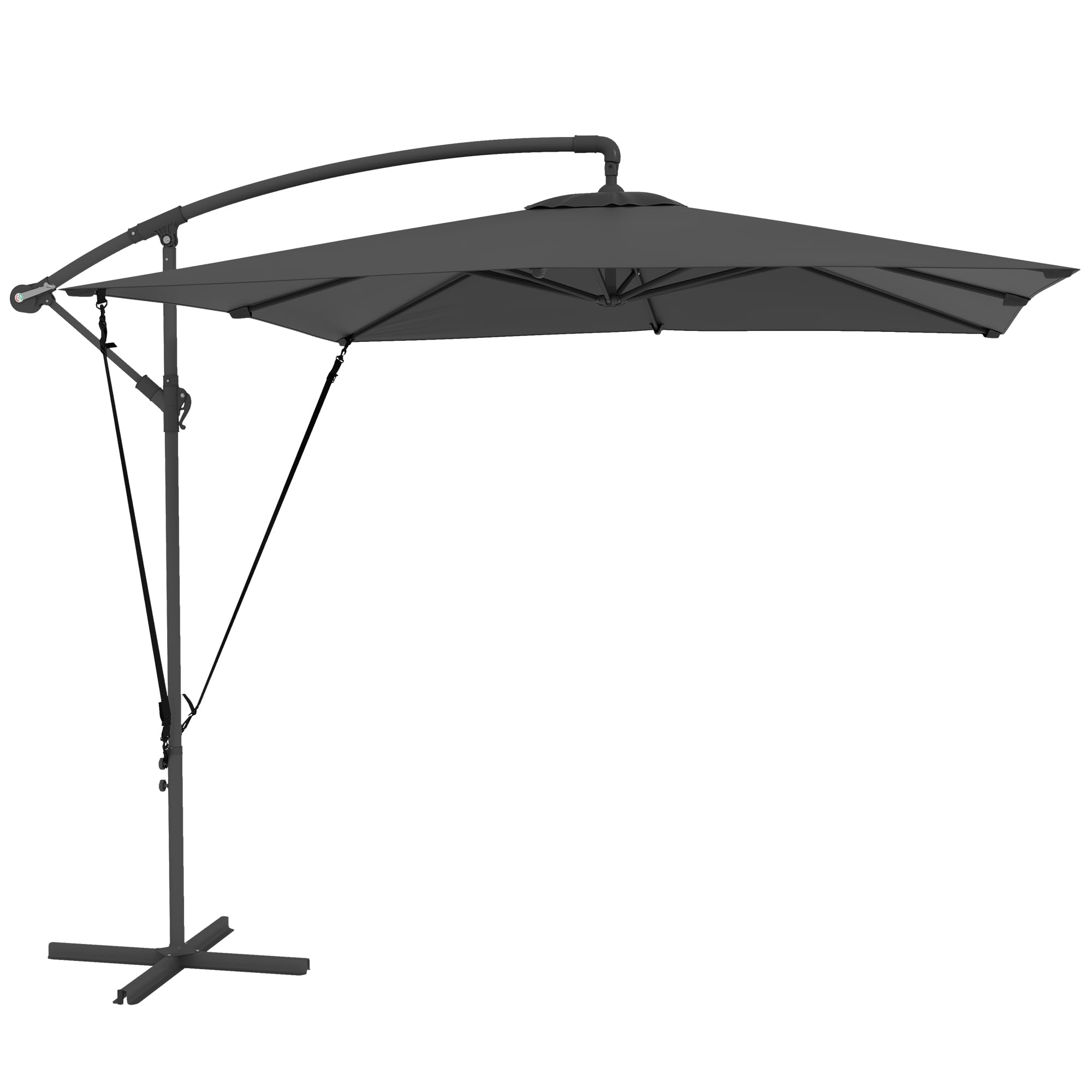 Outsunny Parasol Déporté 2,5 x 2,5 m Toile Ajustable Manivelle
