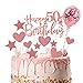 Topper per Torta Compleanno 50 Anni Oro Rosa, Topper per Torta per 50° Compleanno Con Palloncino a Forma di Stella a Cuore Glitterato per Decorazioni per Torta per 50° Compleanno per Donne