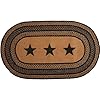 VHC Brands Farmhouse Primitive Jute Black Stenciled Stars Accent Rug Oval w Floor Pad 27×48
