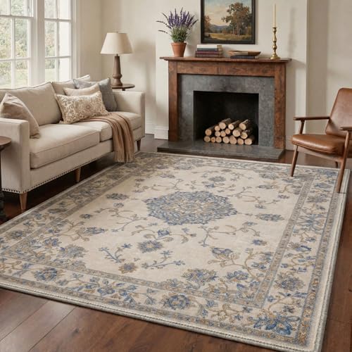Alfombra de área GENIMO 5x7 Boho vintage lavable miniatura 1