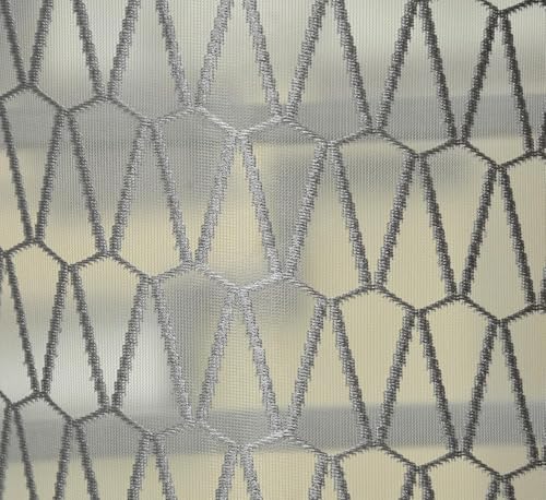 Image of HOME UTSAV Premium Sheer Net Curtain for Window 4 Feet | Transparent Net Fabric with Geometric Design | Pack of 1, Grey