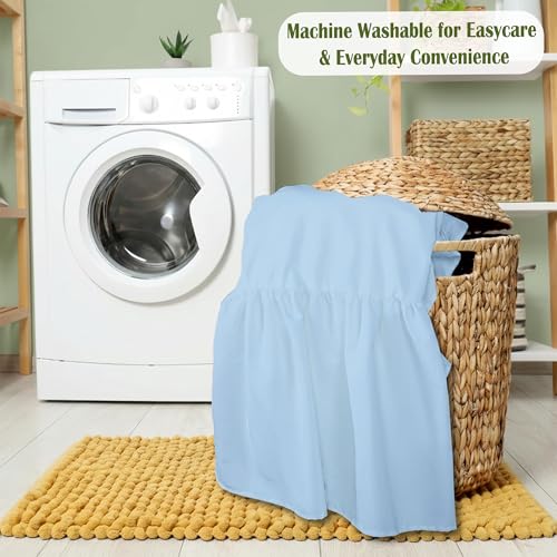 Image of Luxury Crib Bed Skirt 28 inch x 52 inch with 14 Inch Drop Soft & Breathable Dust Ruffle Fits Standard Crib and Toddler Bed Nursery Microfiber Fabric Ruffle Bed Skirt for Baby Boys or Girls Light Blue Solid