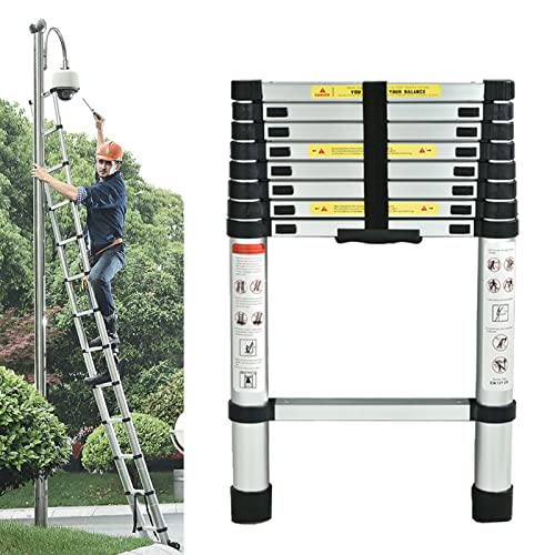 2.6M Telescopic Straight Ladder Sturdy Aluminum Telescoping Ladder 8.5ft Extension Ladder 330lb Max Load for Household Outdoor Work 1 2.6M Telescopic Straight Ladder Sturdy Aluminum Telescoping Ladder 8.5ft Extension Ladder 330lb Max Load for Household Outdoor Work