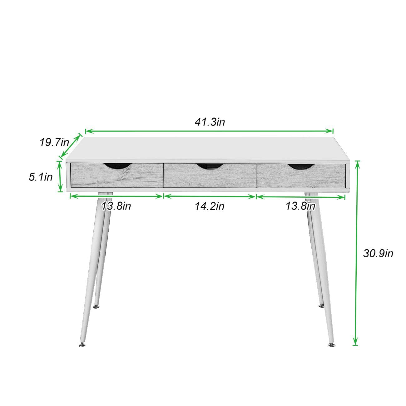 SogesPower Bureau 110 cm avec 3 Tiroirs - Bureau Informatique Moderne pour Maison et Bureau - Table de Travail Élégante et Fonctionnelle - Blanc
