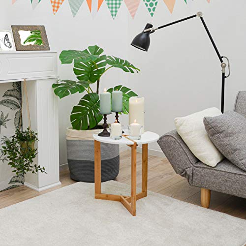 DuneDesign Nordic Style Beistelltisch - 40 x 45 cm Holz Tisch Rund - Couchtisch Nachttisch Weiß – Bild 3