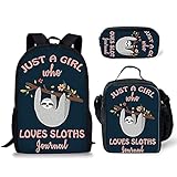 netilgen just a girl who loves sloths zaino ragazze borsa per libri borsa a tracolla zaini per la scuola zaino escursionismo viaggi daypack borse casual bambini con borsa pranzo astuccio per matite