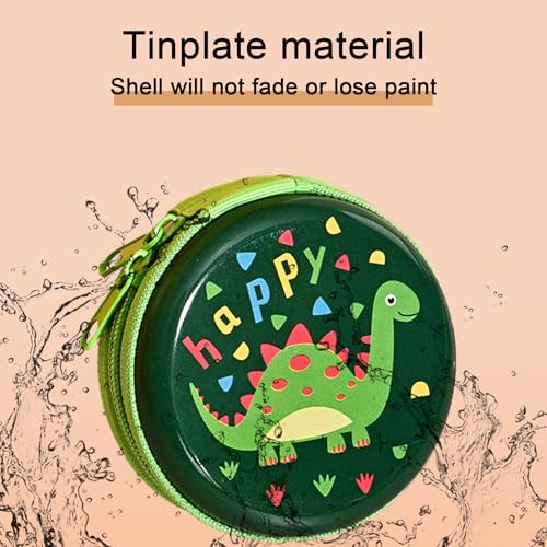 Kleingeldbörse Kinder,Forreen 5 Stück Portmonee Kinder mit Karabiner Mini Geldbörse Runde Tragbare Kreativ Dinosaurier Schlüsseltasche Geschenk für Jungen und Mädchen