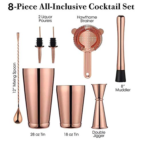 Set de 8 piezas de coctelera acero inoxidable cobre 28 OZ miniatura 7