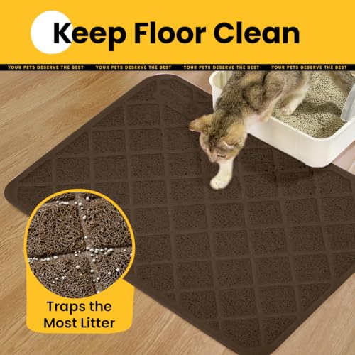Image of Conlun Cat Litter Mat Litter Trapping Mat, 24 inch x 17 inch Brown