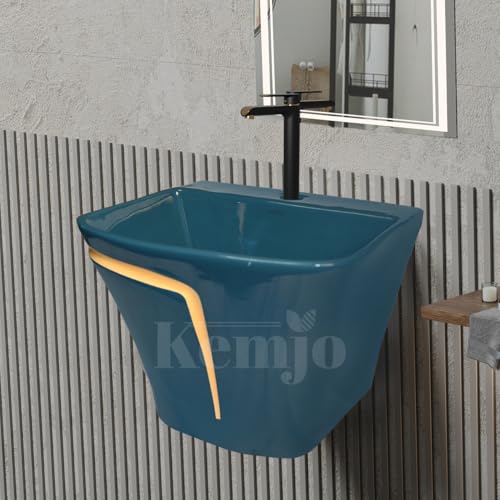 Image of Wall Mounted Wash Basin for Bathroom | Wall Hung Wash Basin /Sink (15.35 x 16.14 x 13 Inch, SFKOP - 226)