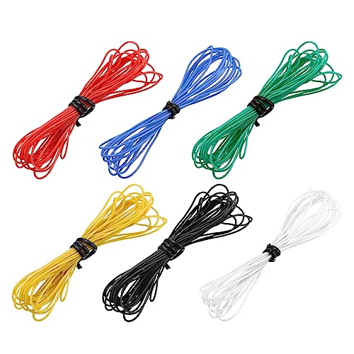 sourcing map 30AWG Elektrischer Draht Kabel 3 Meter Litzendraht Silikon Verzinnte Kupferdrahtspule je 0,05 mm² Solid Elektronik Wire für DIY RC-Modell Lampen Haushaltsgeräte, 6 Farben