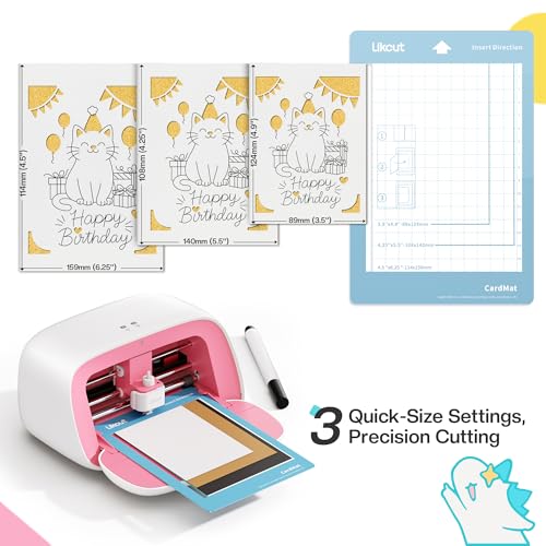 LIKCUT Einsteckkarten Set für Mini Plotter, 16 teilig mit Umschlägen Einsteckkarten und Faltkarten, Inster Karten Set für DIY Grußkarten und Einladungen