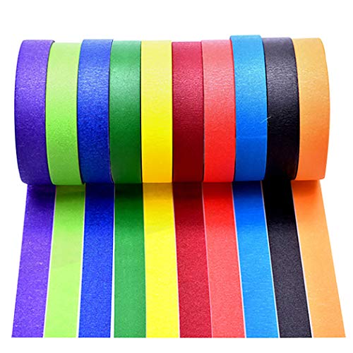 FunPa 10 Rolls Masking Tape Easy to Tear Marking Tape Craft Paper Tape Painter Tape
