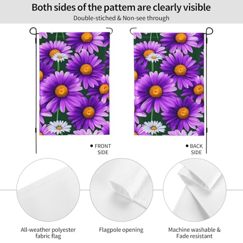 Drapeaux décoratifs motif marguerite violette extérieur jardin - 3