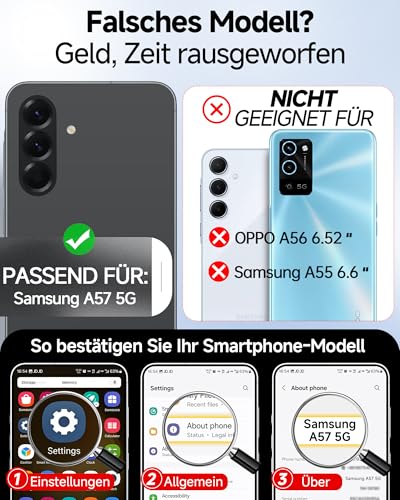 LeYi für Samsung A57 Hülle Transluzent Dünn Case mit 2*Panzerglas-Schwarz – Ansicht 2