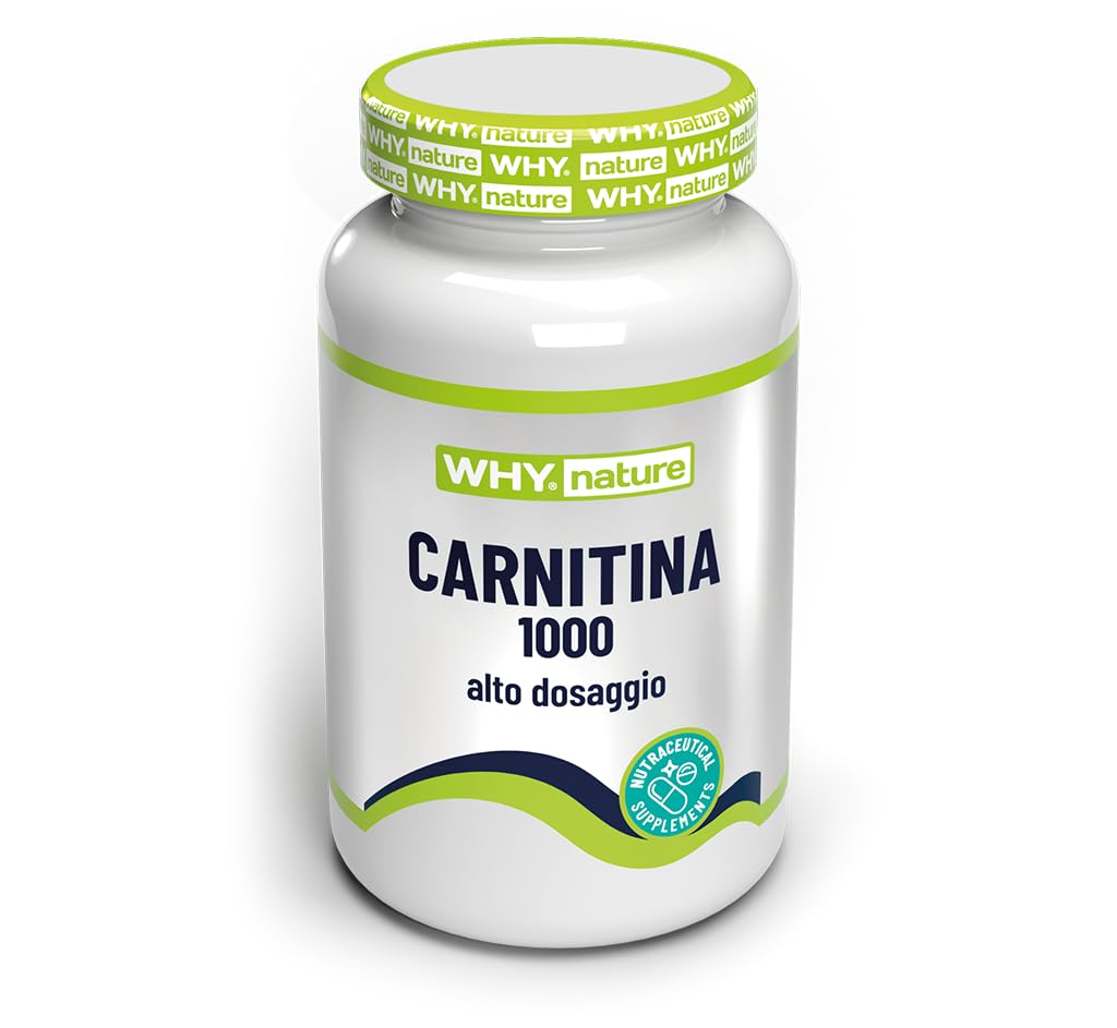 WHY NATURE CARNITINA 1000 - Carnitina ad Alto Dosaggio - Aminoacidi Essenziali Pre Workout - Integratori Alimentari per il Metabolismo dei Lipidi - Senza Glutine - 60 cpr