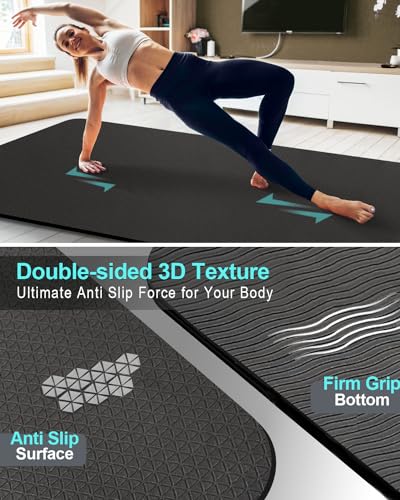 Extra Long & Wide Thick Yoga Mat for Tall Men & Women, 84'' x 32'' x 7mm Oversized Yoga Mat Double-Sided Non Slip, Pro TPE Yoga Mats with Strap3