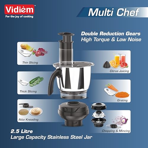 Image of Vidiem Vstar ADC Azure Blue 1000W MIXER GRINDER | 1000 Watts with 5 Jar In-1 Juicer |5 Leakproof Multi Purpose Self-Lock Jars, For Wet And Dry, Chutneys, Curries & Powders | 1000 Watts Mixer|ABS Body