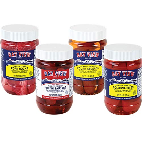 Bay View Packing Company Pickled Meat Lover's 4-Jar Sampler Set