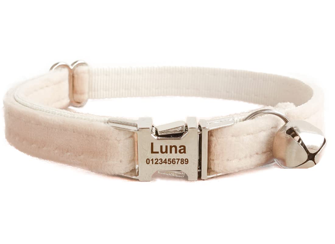 Cat Collar Personalized with Name Phone Number Engraved,Customized with Bell for Small Dogs Puppy Kitten