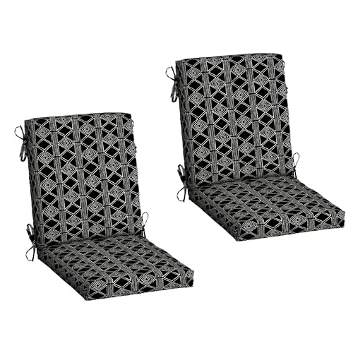 Arden Outdoor Dining Chair Cushion, 2-Pack, 20x44, Black Global Stripe