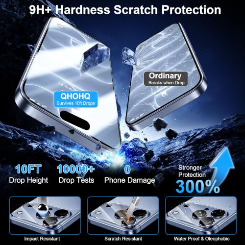QHOHQ für iPhone 18 Pro für Panzerglas, 9H+ Schutzfolie, 3+3 Stück – Ansicht 3