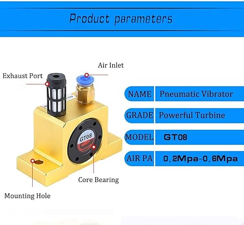 Miniatura 4 de Vibradores industriales GT8, G 18" vibradores neumáticos silenciosos de la turbina para la tolva, vibrador industrial de oro GT-8
