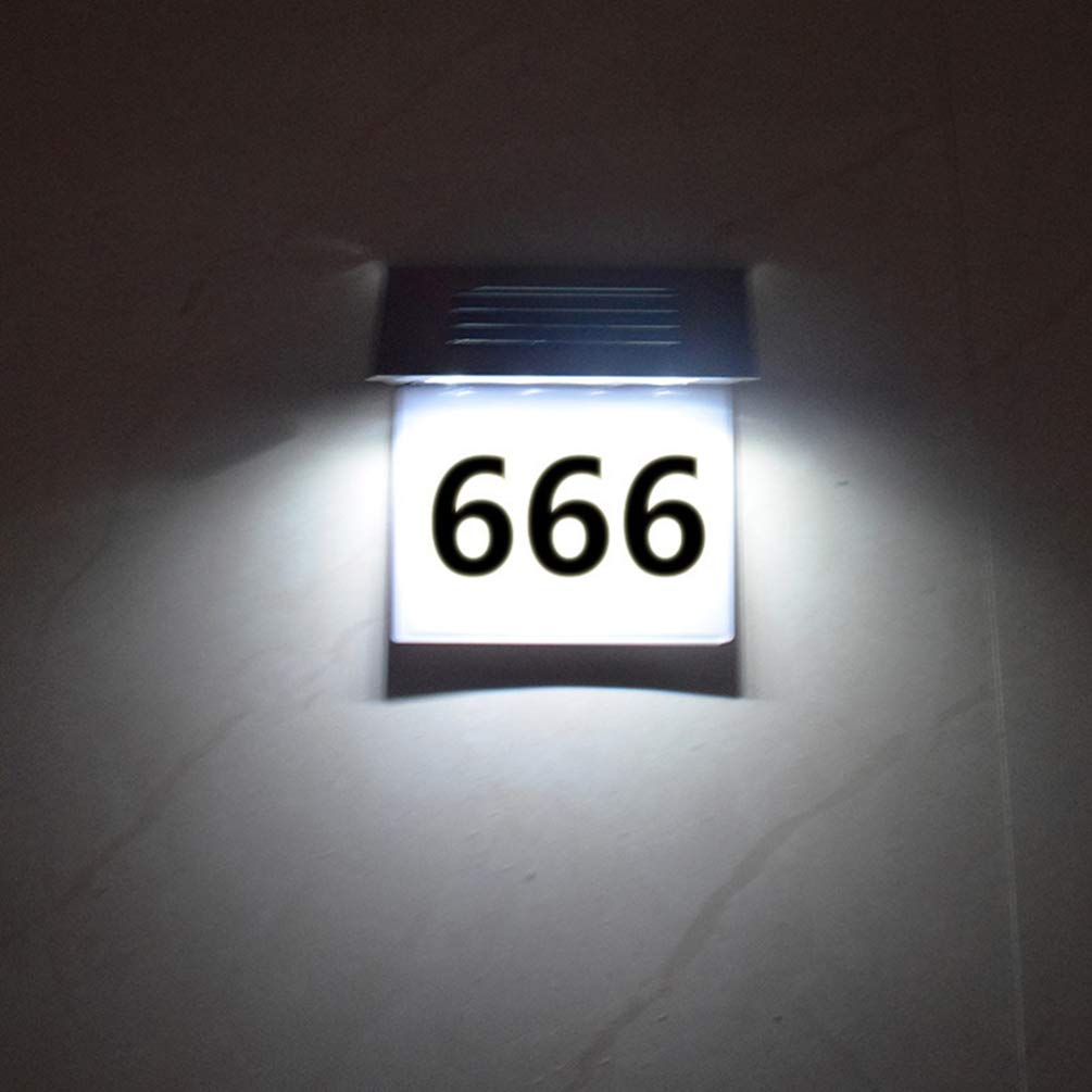 Mobestech Solar Door Plaque LED Light up House Numbers Address Sign Stainless Steel Address Plaque Solar Wall Lamp