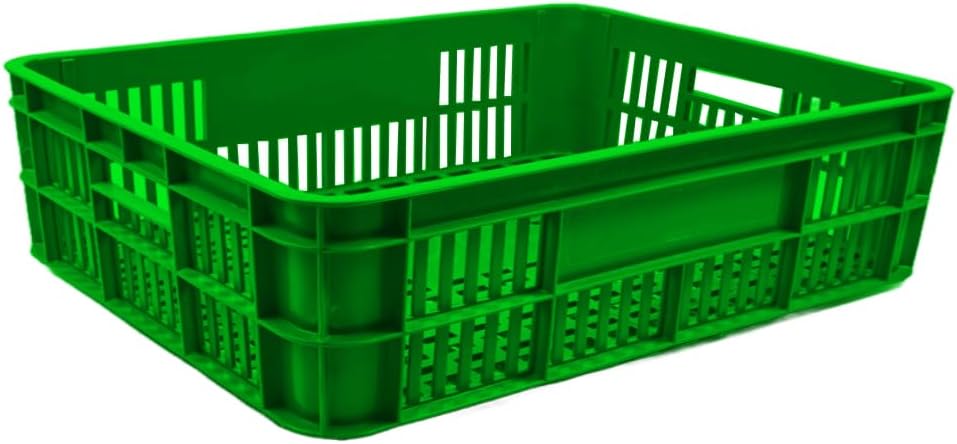 Bakery Crate Ventilated Storage Crate BC594517 Stackable & Durable Storage Box For Home Office and Outdoor Organizer (590mm x 450mm x 170mm) Green