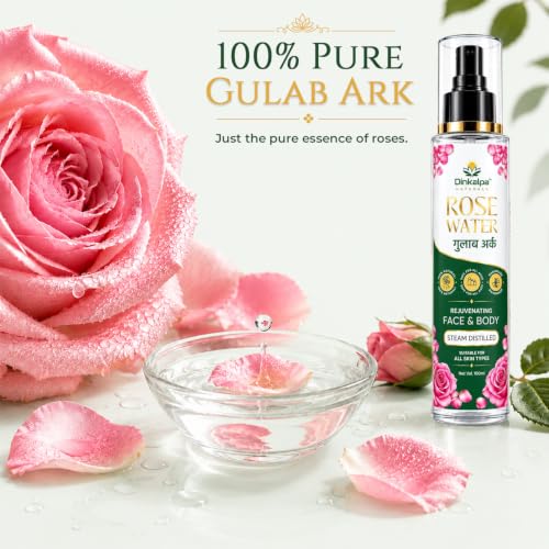 Image of Rose Water | 100% Pure Steam Distilled Gulab Ark | Face Mist & Toner | Rejuvenating Face & Body Care | Suitable for All Skin Types | 100ml
