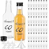 Bokon 50 Pcs Cheers to 60 Years Mini Liquor Bottles 1.7 oz Mini Wine Bottles for Guests Women Men 60th Birthday Anniversary Wedding Celebration Party Favors