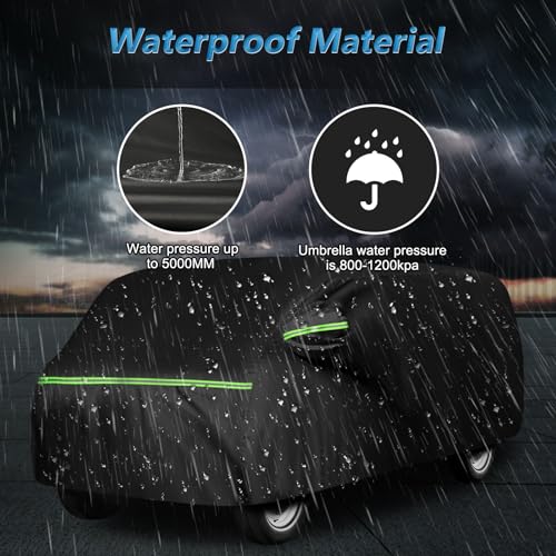 Image of Car Covers for 1961-1974 Falcon Club Wagon E-100,Econoline E-100 Van | Waterproof 420D Oxford Cloth Sun Heat Protection Outdoor Full Covers with Driver Side Zipper Windproof Heavy Duty All Weather