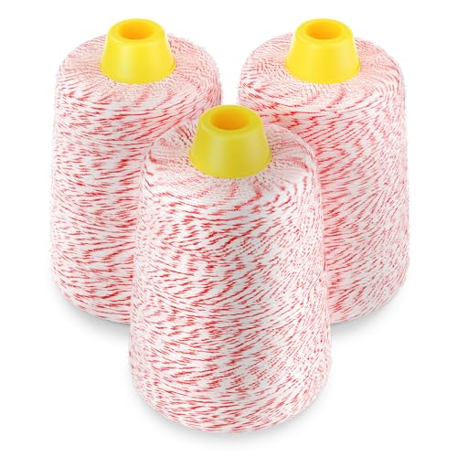 Hilo de costura industrial 6 hebras resistente rojo y blanco miniatura 1
